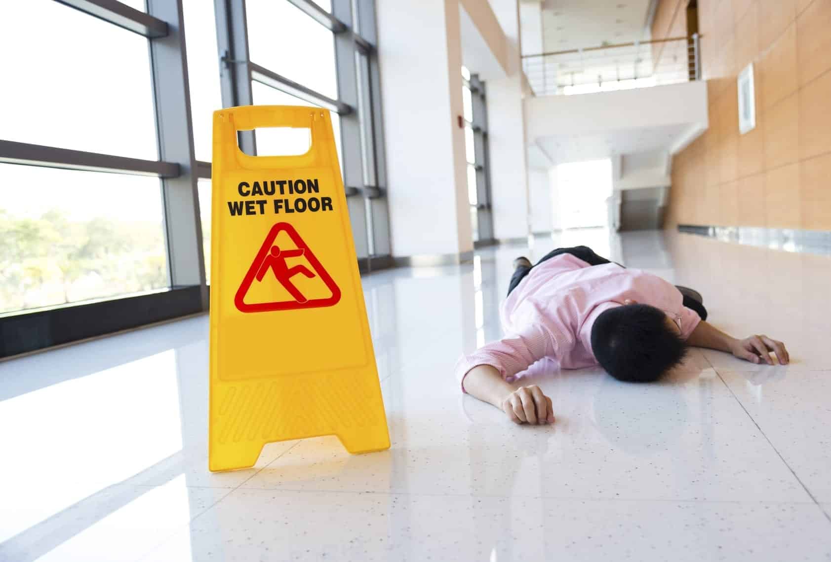 Caution Wet Floor Sign Stock Photo