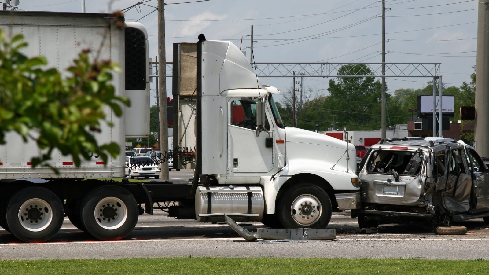 Semi-Truck Accident Stock Photo